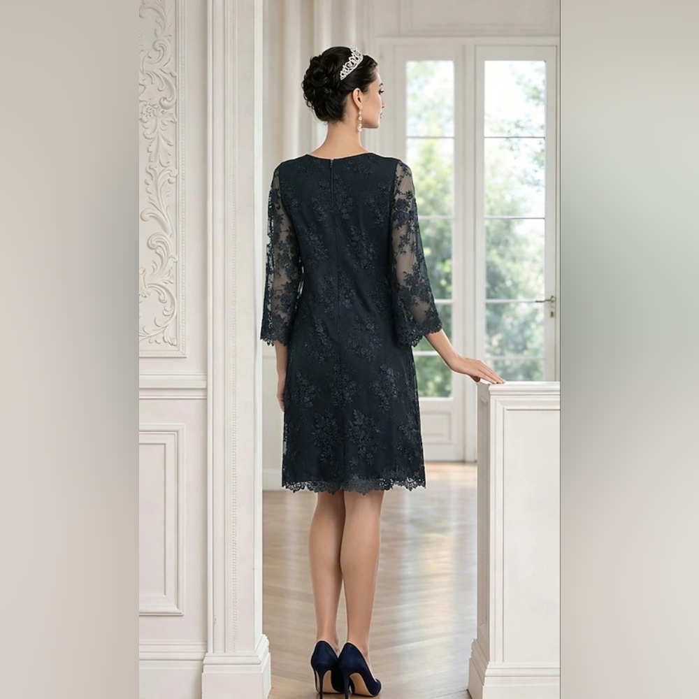 Sara Sabella Navy Blue Sheath Column Party Mini Dress Cocktail Dress Size 6 - Picture 2 of 11